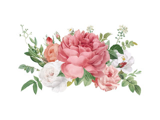 彩色卡通手绘玫瑰花花卉鲜花装饰矢量元素PNG素材